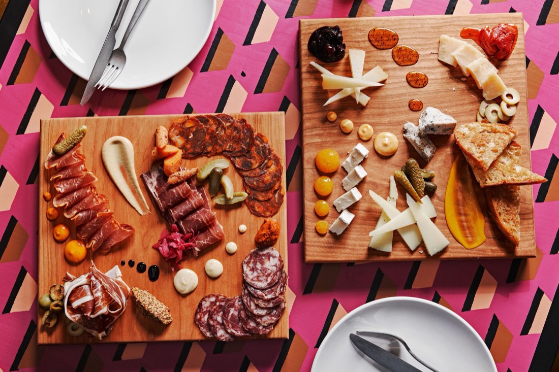 Jamon and cheese boards at the Iberian Pig